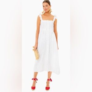 Juliet Dunn: Brand New NEVER BEEN WORN White Poplin Tie Shoulder Dress